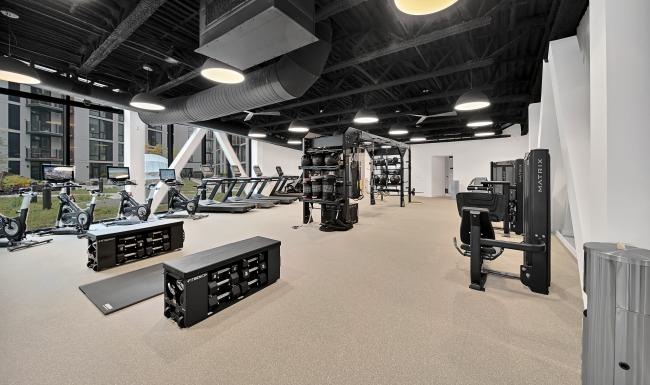 a gym with exercise equipment
