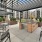 a patio with chairs and tables